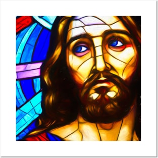 Stained Glass Portrait of Jesus Abstract Art Posters and Art